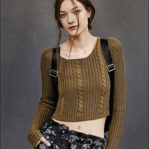 Unif x Urban Outfitters Cropped Khaki Sweater